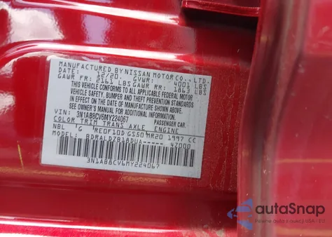 2021 Nissan Sentra Sv Xtronic Cvt из США, поврежденный, VIN 3N1AB8CV6MY224067